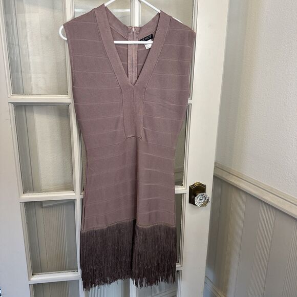 VENUS Pink Mauve Flapper Fringe Holiday Party Dress Women's 6 Wedding Prom - Picture 8 of 12